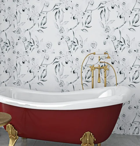 Miniatura 3 de ReWallpaper Papel tapiz floral gris y blanco para despegar y pegar, papel de contacto con flores de iris neutro para cajones, armarios, escritorio