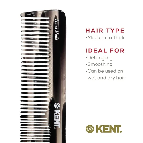 Miniatura 6 de Kent 16TG Peine de tocador para el cabello, doble diente, grafito fino/ancho para cabello, barba y bigote, peine de peluquería grueso/fino