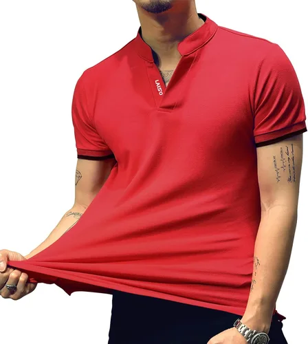 Miniatura 4 de LOGEEYAR Camisa polo de moda para hombre, de manga larga, ajustada, Henley, ropa de algodón piqué