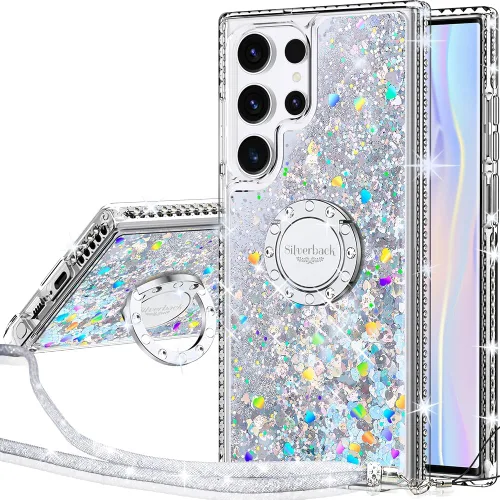 Miniatura 15 de Silverback Funda protectora delgada para Samsung Galaxy S22 Ultra para Samsung Galaxy S22 Ultra 5G, con purpurina holográfica líquida en movimiento