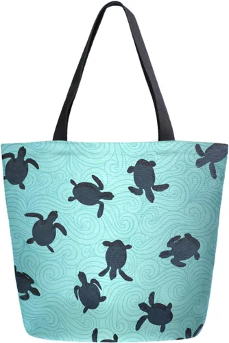ZzWwR Bolso de hombro extra grande con patrón impreso a la moda para viajes en la playa, fin de semana, gimnasio, compras de comestibles, tortuga