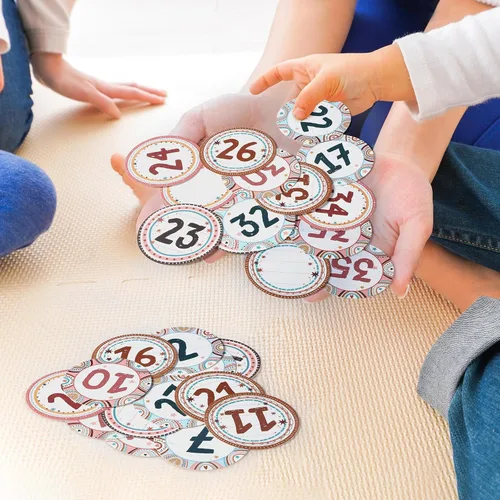 Miniatura 4 de Lincia 40 recortes numéricos de 1 a 35 recortes para tablón de anuncios y 5 tarjetas en blanco, números de calendario para el aula con 8 hojas