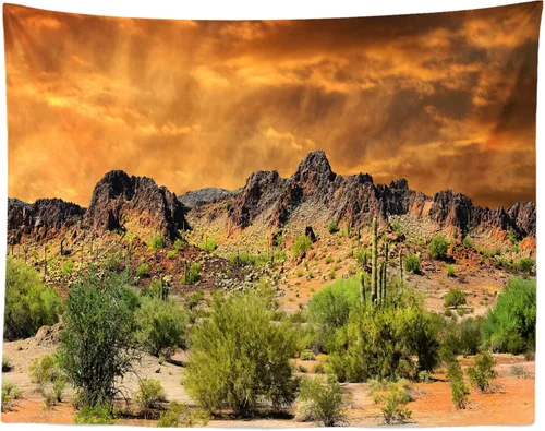 Miniatura 6 de BELECO Tapiz del desierto de Joshua Tree Paisaje, Parque Nacional, árboles extraños, tapiz de montañas rocosas, cielo azul, paisajes naturales