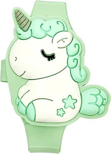 Reloj de unicornio para niños para niñas pequeñas, tiempo de aprendizaje 3D lindo diseño de concha de dibujos animados niños reloj LED digital para