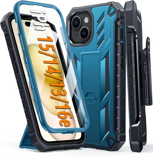 Miniatura 13 de FNTCASE Funda para iPhone 15: funda para iPhone 13, 14 y 16e, de grado militar, protección rígida a prueba de golpes, funda protectora rígida