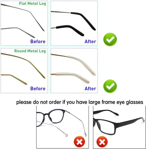 Miniatura 3 de Puntas de extremo de la patilla de las gafas, antideslizantes, de silicona suave, de repuesto, para patillas de metal fino, 8 pares