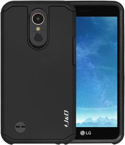 Miniatura 3 de J&D Funda híbrida resistente a prueba de golpes de doble capa para LG K20 V/K20 Plus/Harmony/K10 2017/V5/Grace, cubierta protectora resistente, negro