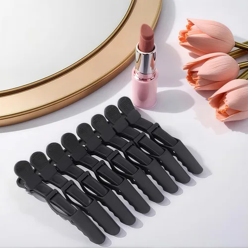 Miniatura 7 de YISSION 12 pinzas de pelo de cocodrilo negro para peinar, seccionar, maquillaje, pinzas de pelo de pato mate grandes, sin arrugas, pasadores de pelo