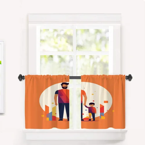 Miniatura 141 de Cortinas opacas de cocina con pintura al óleo de Europa rosa y negra para ventanas, cenefas opacas modernas de torre Eiffel de poliéster multicapa