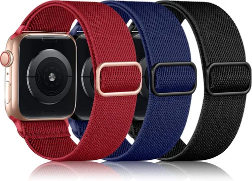 Miniatura 21 de DaQin Paquete de 3 correas elásticas Solo Loop compatibles con Apple Watch de 1.654 pulgadas, 1.614 pulgadas, 1.575 pulgadas, 1.496 pulgadas, Boho