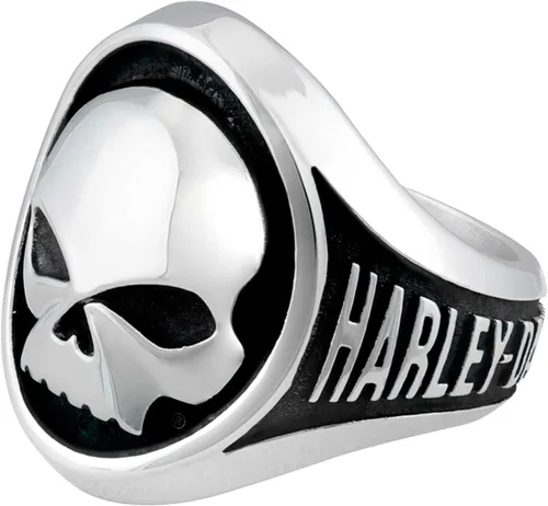 Miniatura 3 de Harley-Davidson Anillo de metal de acero inoxidable Willie G Skull para hombre - PlataNegro