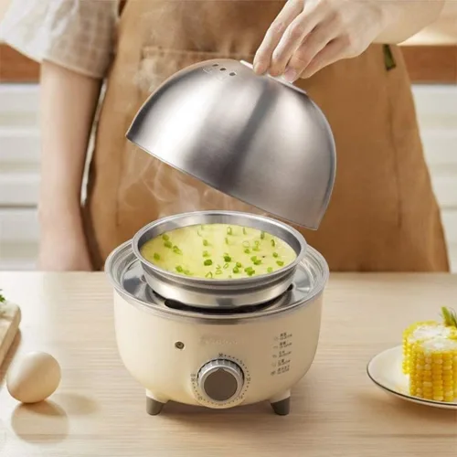 Miniatura 2 de Caldera de huevos de 220 V, mini caldera eléctrica de vapor para huevos domésticos, acero inoxidable, olla automática para cocinar al vapor
