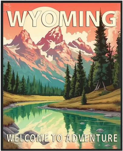 Miniatura 46 de Póster artístico de Alaska, decoración artística de paisaje retro de Estados Unidos, pintura de montaña y paisaje de aventura para dormitorio, sala