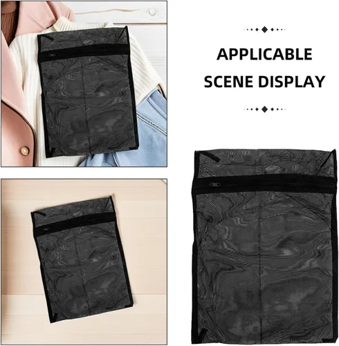Miniatura 7 de CHILDWEET Bolsa de lavandería de malla negra para ropa delicada de 15.6 x 15.6 pulgadas, bolsa de lavado transpirable para uso en lavadora