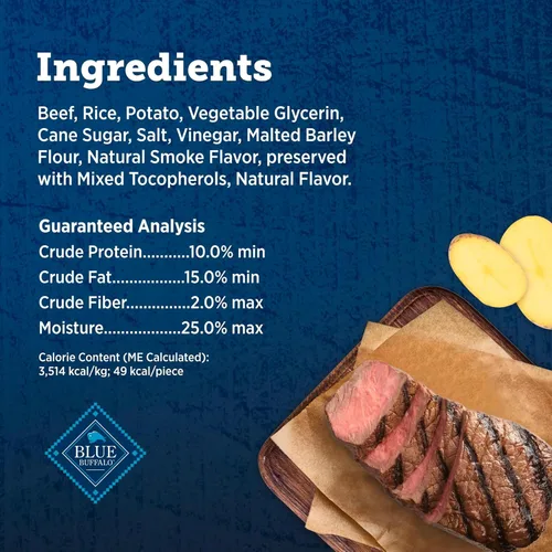 Miniatura 5 de Blue Buffalo True Chews Premium Jerky Cuts con filete real, golosinas naturales para perros sin pollo, mejorados con minerales para sabor, bolsa