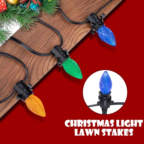 Miniatura 5 de 100 estacas de luz de Navidad de 9.5 pulgadas, estacas de luz de césped para luces navideñas de cadena C7 C9, soportes de luz universales