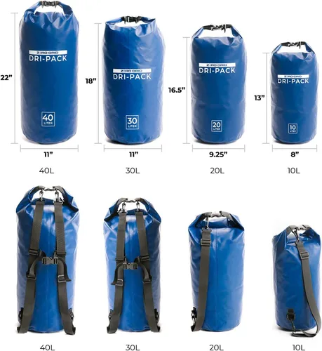 Miniatura 7 de Zero Grid Bolsa seca impermeable – La bolsa de secado flotante se mantiene seca tamaños de 10L/20L/30L/40L para mochileros, kayak, canotaje, Azul