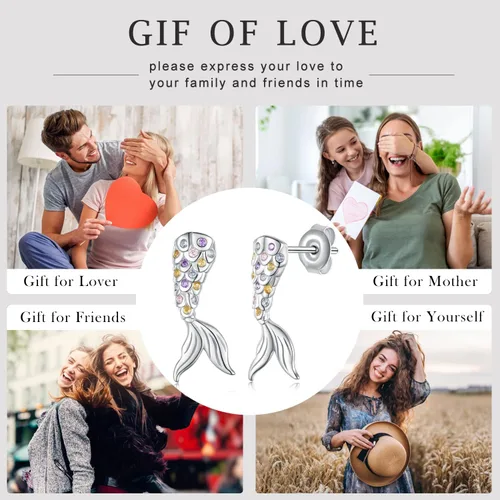 Miniatura 6 de Aretes de plata de ley 925 para mujer diseño de animales lindos para amantes de los animales regalos de joyería para mujeres mamá hija esposa Plata