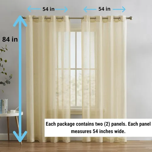 Miniatura 3 de HLC.ME Sierra Linen - Cortinas de lino sintético con textura semitransparentes que mantienen la privacidad y filtran la luz solar, con ojales, Azul