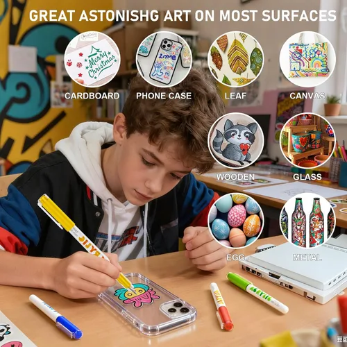Miniatura 4 de DICEKOO Bolígrafos de gel acrílico para colorear 72 colores, punta fina de 0.039 in con control automático de tinta, 30% más de tinta, bolígrafos