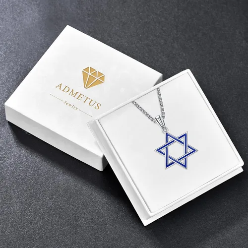 Miniatura 7 de ADMETUS Regalos para el día de San Valentín para él, collar de estrella de David de plata de ley 925, colgante hexagonal de estrella judía Estrella