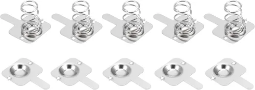 Miniatura 6 de DMiotech 50 pares de resortes de batería de 0.444 in x 0.453 in de repuesto de placa de contacto AA positivo a negativo niquelado para control remoto