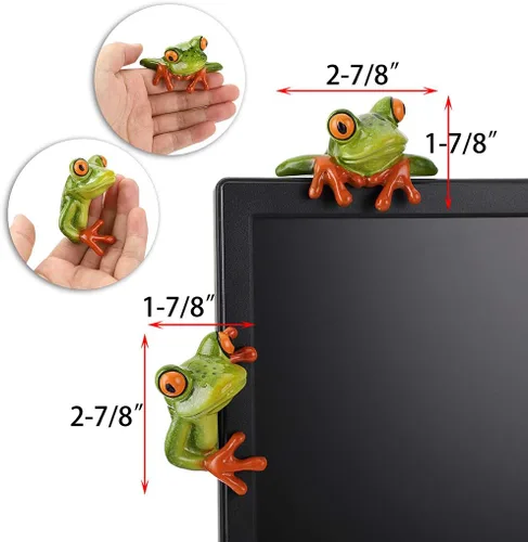 Miniatura 2 de JUXYES Juego de 2 figuras creativas de resina en 3D para decoración de monitor de computadora, figuras coleccionables de animales personalizados
