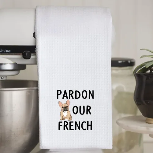 Miniatura 7 de WCGXKO Regalo para amantes de los Bulldog - Toalla de cocina con temática de Bulldog Francés (Pardón nuestro francés)