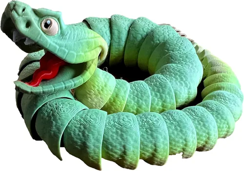Serpiente de cascabel articulada impresa en 3D sonajero serpiente sensorial con cola de traqueteo (pequeño, bronce)