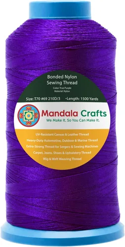 Miniatura 267 de Mandala Crafts - Hilo de nailon para coser cuero, tapicería, mezclilla y para trenzar el pelo; resistente, 1500 yardas, tamaño 69 T70 Marrón