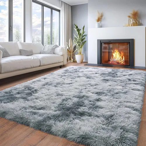 Miniatura 236 de Alfombras de área de 8x10 para sala de estar, alfombra shaggy grande ultra suave y esponjosa para dormitorio, alfombras de felpa mullida Blanco crema