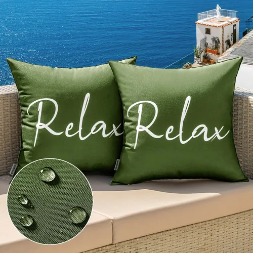 Miniatura 14 de MIULEE Juego de 2 fundas de almohada impermeables para exteriores, fundas de almohada cuadradas decorativas para exteriores, para silla, patio, Rojo