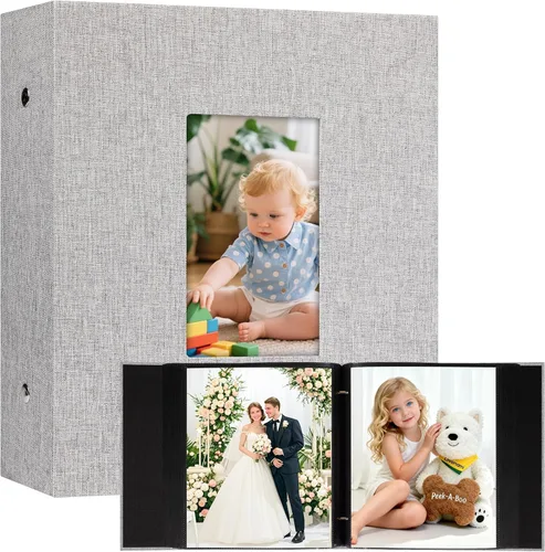 Miniatura 9 de Aevdor - Álbum de fotos de 8x10 con 200 bolsillos, álbum de fotos de gran capacidad con cubierta de lino, álbum de fotos de 8x10 para 200 fotos de 8