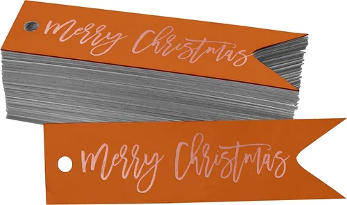 Miniatura 35 de Etiquetas de papel colgantes con texto en inglés "Merry Christmas", 50 unidades Blanco