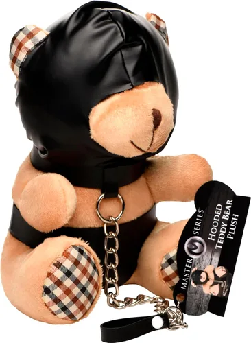 Miniatura 8 de MASTER SERIES Oso de Bondage con capucha para hombres, mujeres y parejas. Suave oso de peluche con temática BDSM M. Regalo lindo y sexy. 1 pieza