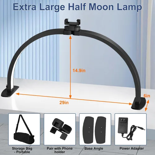 Miniatura 4 de iVict Luz de Media Luna para Mesa de Uñas, Lámpara Técnica de 29 Pulgadas 40W con Soporte para Teléfono, 10 Niveles de Brillo Ajustables, Lámpara