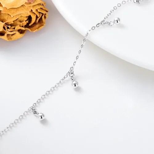 Miniatura 4 de Pulsera de tobillo de cuentas de oro de 14 quilates para mujer, con borla colgante, joyería de pie para ella