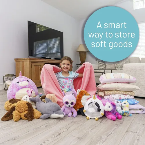 Miniatura 3 de Puf de almacenamiento de animales de peluche, puf para niños, puf para niños, sillas de puf para niños y adolescentes, soporte para animales