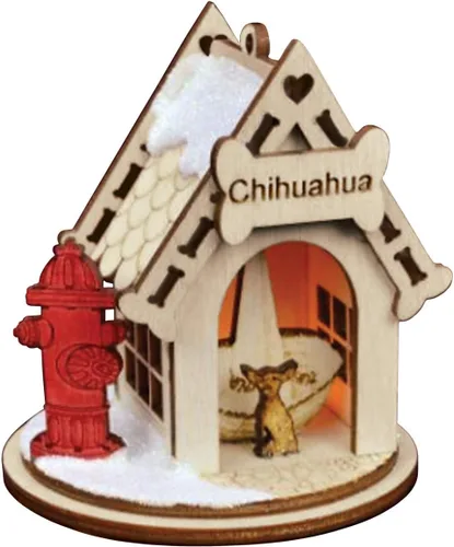 Miniatura 22 de Basset Hound Dog Tea Light Display Adorno de Navidad de madera para árbol de Navidad