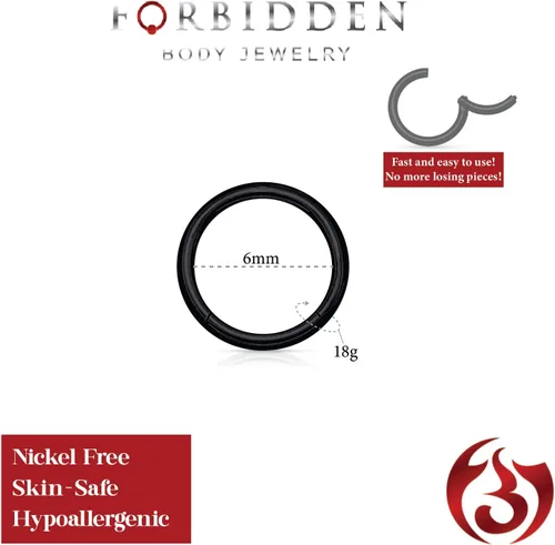 Miniatura 56 de Forbidden Body Jewelry - Piercing para la nariz de acero quirúrgico 316L con bisagra, 14G, 16G, 18G, diámetro de 15/64, 5/16, 25/64, 15/32 pulgadas