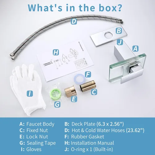 Miniatura 6 de Grifo LED para lavabo de baño, grifo cromado de un solo orificio o cascada central de 4 pulgadas con boquilla de vidrio y luces LED sensibles a