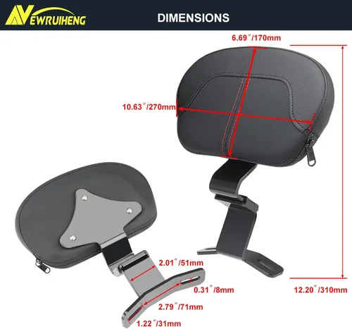 Miniatura 5 de Almohadilla para respaldo delantero del conductor compatible con Harley Touring CVO Street Glide Electra Glide Road King Road Glide 2009-2022