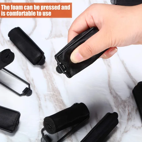 Miniatura 5 de 40 piezas de rodillos de pelo de esponja, rodillos satinados, rodillos de espuma de seda para mujeres con clips de dientes de pato para peinado