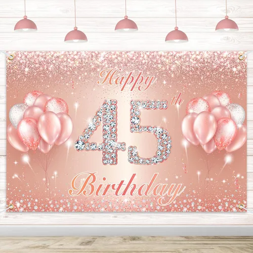 Miniatura 10 de Fondo de pancarta de feliz cumpleaños 10 – Suministros de decoración de fiesta de cumpleaños 10 para niñas o niños – Oro rosa 4 x 6 pies