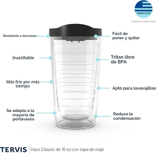 Miniatura 3 de Tervis Señuelos de pesca hechos en Estados Unidos, vaso aislado de doble pared para viaje mantiene las bebidas frías y calientes, 16 onzas, clásico