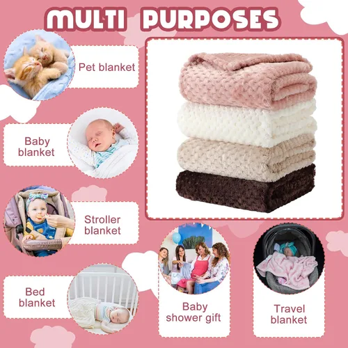 Miniatura 3 de Frienda Manta mullida para bebé, 4 piezas, manta mullida para niños y niñas, suave y cálida para bebés, recién nacidos, suministros de cama