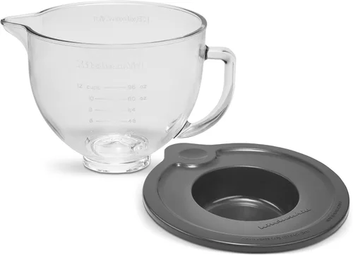 KitchenAid Tazón de Vidrio de 5 Cuartos con Cabeza Inclinable con Marcas de Medición y Tapa - KSM5GB