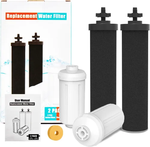 Berkey Gravity - Filtro de agua de repuesto, 2 filtros de carbono negro y 2 filtros de fluoruro blanco, compatible con purificadores Berkey, paquete