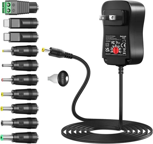 Kit de adaptador universal de CA de 36 W, 3 A, CC 3 V, 4.5 V, 5 V, 6 V, 7.5 V, 9 V, 12 V, 3000 mA, 2 A, 1 A, fuente de alimentación para tira LED,