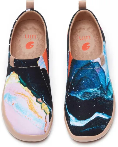 UIN Zapatos para caminar de lona pintados Beso para hombre Negro